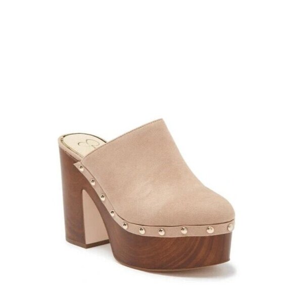 JESSICA Simpson BNWOT "Dalia" Platform Mule Clog Women NEW Studded Beige - Picture 1 of 10